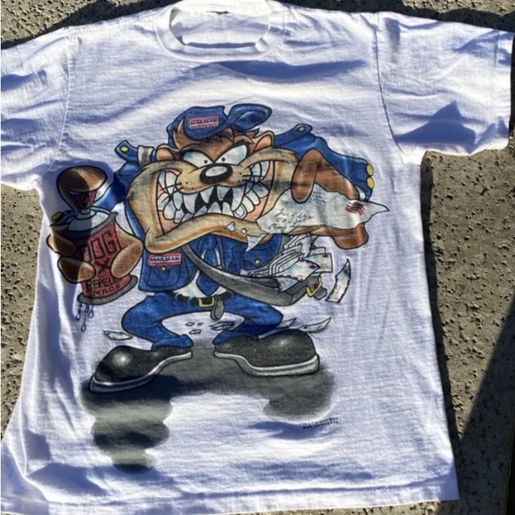 TAZ Looney Tunes Mailman 1990’s 2 sided single stitch T shirt Vintage - Picture 2 of 15